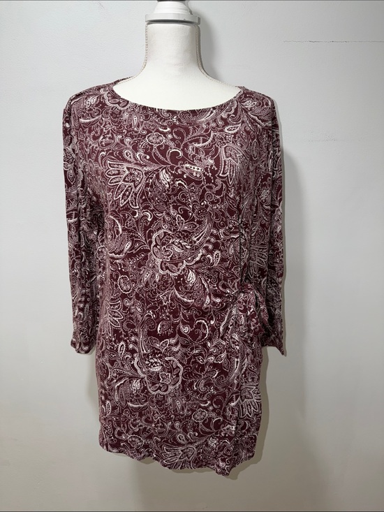 Liz Claiborne Tops - Liz Claiborne Career Women Y2K Long Sleeve Paisley Top Size XL Side Tie Casual